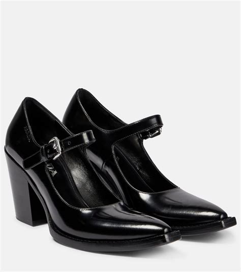 mary jane prada nere|Prada 35mm Leather Mary Jane Pumps .